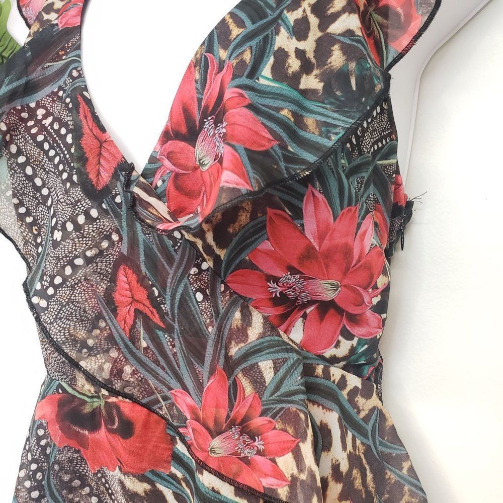 Guess Maxi Floral and Cheetah Print Dress Size Small - Picture 3 of 15